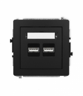 DECO Mechanizm ładowarki USB podwójnej, 5V, 3.1A czarny mat Karlik 12DCUSB-6