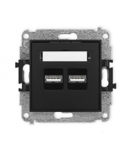 MINI Mechanizm ładowarki USB podwójnej, 5V, 3.1A czarny mat Karlik 12MCUSB-6