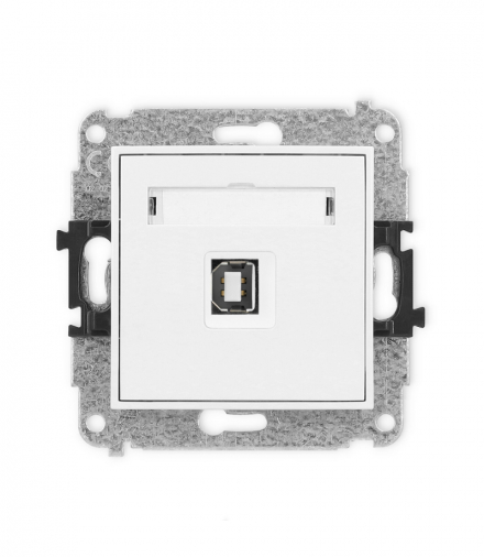 MINI Mechanizm gniazda pojedynczego USB A-B 2.0 biały mat Karlik 25MGUSB-3
