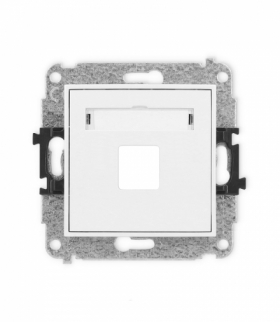 MINI Mechanizm gniazda multimedialnego pojedynczego bez modułu (standard Keystone) biały mat Karlik 25MGM-1P