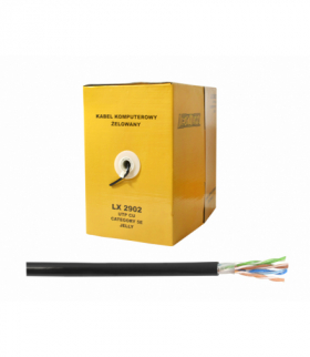 Kabel komputerowy - skrętka UTP 100% Cu + Żel outdoor, zewnętrzny czarny 305m LX2902