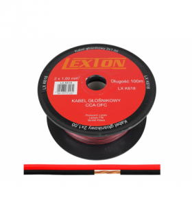 Kabel głośnikowy 2 x 1,00 CCA, czarno-czerwony. LXK618