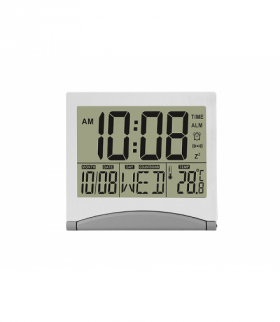 Cyfrowy zegar z wbudowanym termometrem, srebrny LTC LXLTC06