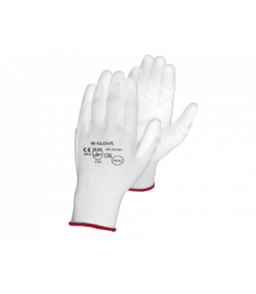 Rękawice ochronne 8" z poliestru, powlekane poliuretanem, białe (12par) LXOR21