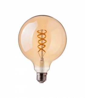 Żarówka LED E27 5W G125 Filament Globe, Ultra Ciepła (barwa płomień świecy), Barwa:1800K, Klosz: Bursztynowy, V-TAC 217216
