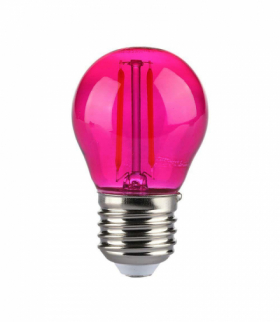 Żarówka LED E27 2W G45 Filament, Różowy, V-TAC 217410