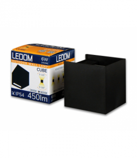 Kinkiet zewnętrzny LED 2x3W 3000K IP54 czarny CUBE Ledom 478146
