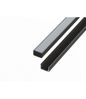 Profil aluminiowy 10 mm nawierzchniowy czarny 2 metry + szybka mleczna LEDline 478641