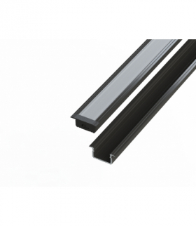 Profil aluminiowy 10 mm wpuszczany czarny 2 metry + szybka mleczna LEDline 478665