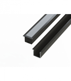 Profil aluminiowy 16 mm wpuszczany czarny 2 metry + szybka mleczna LEDline 478672