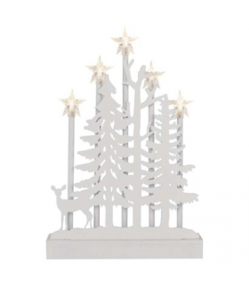 Dekoracje - 5 LED drewniany słupek las z gwiazdami 35,5 cm, 2x AA ciepła biel, IP20, timer EMOS DCAW13