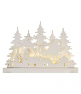 Dekoracje - 12 LED drewniana świąteczna wioska, 42x31 cm, 2x AA, ciepła biel, IP20, timer EMOS DCWW30