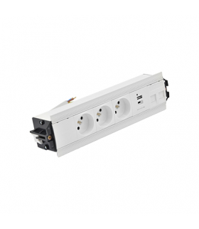 Mediaport Indesk 2x250V typ E + ładowarka USB A-C kabel biały Simon480 48530E30BK00000-33