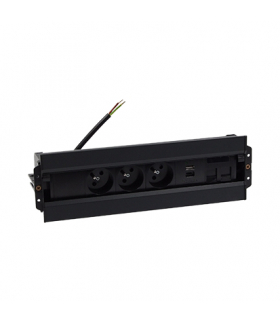 Mediaport Spinner 3x250V typ E + ładowarka USB A-C+ plakietka 2xRJ45 łącz. kabel czarny Simon480 48630E30BK00000-44