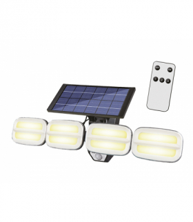 Lampa ścienna solarna , ABS, 8*COB, czujnik ruchu, wodoodporna + pilot LTC LL156
