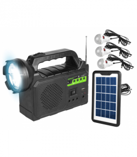 Solar Lighting System GD-P30FM,Power Bank,Głośnik bluetooth,Radio,TF ,USB,latarka 1-LED+panel boczny 36-LED ,3xżarówka 8-LED z kablem 3m i wyłącznikiem LXL20230