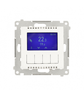Regulator temperatury z wyświetlaczem (czujnik wewnętrzny lub sonda) biały Simon54 DETD1A.01/11
