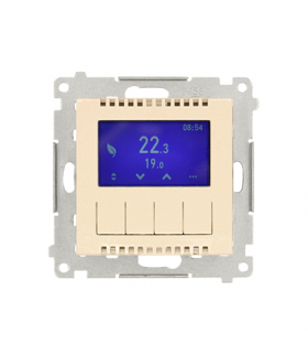 Regulator temperatury z wyświetlaczem (czujnik wewnętrzny lub sonda) kremowy Simon54 DETD1A.01/41