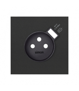 Panel 1-krotny: gniazdo z ładowarką USB czarny mat Simon100 10020121-238