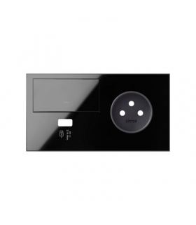 Panel 2-krotny: 1 gniazdo + 1 klawisz + 1 ładowarka USB (prawa strona) czarny Simon100 10020224-138