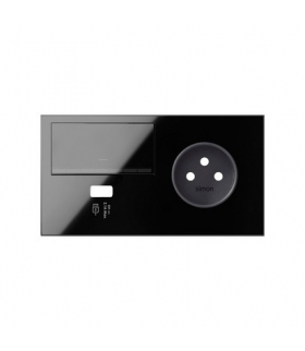 Panel 2-krotny: 1 gniazdo + 1 ściemniacz + 1 ładowarka USB (prawa strona) czarny Simon100 10020227-138