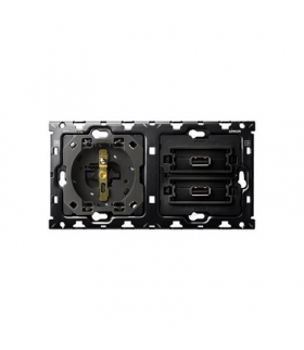 Zestaw 2-krotny: gniazdo + podwójna ładowarka USB SmartCharge 2x2,1 A 16A Simon100 10010228-039