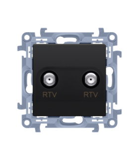 Gniazdo antenowe RTV-RTV (moduł), 1x wejście: 5 ÷ 1000 MHz, czarny mat Simon10 CAK2F.01/49