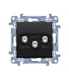 Gniazdo antenowe końcowe RTV-DATA-SAT (moduł), 1x wejście: 5÷2400 MHz, czarny mat Simon10 CADSATF.01/49