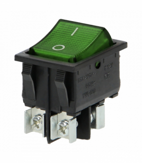 Łącznik kołyskowy podświetlany, przycisk zielony, czarna obudowa Orno OR-AE-13179/G/B