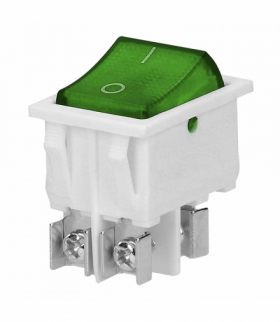 Łącznik kołyskowy podświetlany, przycisk zielony, biała obudowa Orno OR-AE-13179/G/W