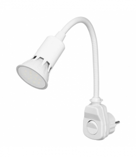 Lampka wtyczkowa z żarówką LED, biała Orno AWA-LW/BI