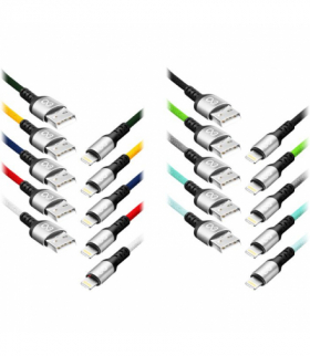 Kabel USB - Lightning eXc BRAID, 1,2m, 2,4A, szybkie ładowanie, kolor mix, bez opakowania Orno CABEXCBRAILIGH1.2BO