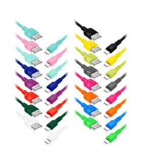 EXC Mobile kabel USB - micro USB WHIPPY, 0.9M, 3A, szybkie ładowanie, kolor mix Orno CABEXCWHIMUSB0.9MIX2