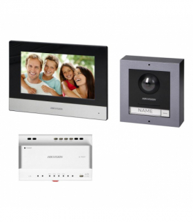 HIKVISION DS-KIS702 zestaw wideodomofonowy 2-żyłowy jednorodzinny z monitorem dotykowym 7" z WiFi, panelem zewnętrznym z kamerą FullHD i dystrybutorem 4-kanałowym