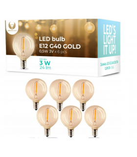 Żarówki LED do Girlandy świetlnej solarnej op. 6szt. E12 G40, 0.5 W, 3 V, 30 lm. LXOGR05