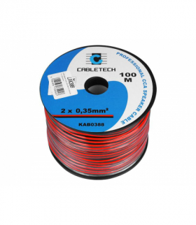 Kabel głośnikowy 2 x 0,35 mm2, CCA, 100m czarno-czerwony. LAMEX LXK388