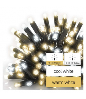 Oświetlenie łączone Profi - łańcuch 100LED 10m, ciepła biel+zimna biel miga, czarny EMOS Lighting D2AN01