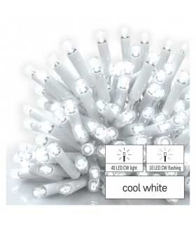 Oświetlenie łączone Profi- sople 50 LED 3m zimna biel, biały błyszcz. przewód IP44 D2CC04