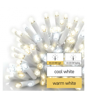 Oświetlenie łączone Profi - sople 50LED 3m ciepła+zimna biel, biały błysz przewód IP44 EMOS D2CN02