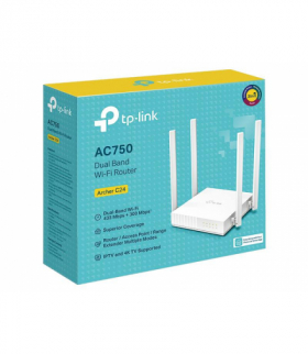 Router Archer C24 AC750 Wireless Dual Band 5 GHz: 433 Mb/s, 2.4 GHz: 300 Mb/s, 1xWAN, 4xLAN 100Mb/s TP-Link