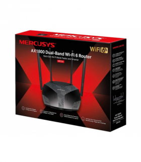 Dwupasmowy, gigabitowy Router WiFi6 5GHz: 1800 Mb/s–1201 Mb/s, 2.4GHz: 574 Mb/s MERCUSYS AX1800 MR70X