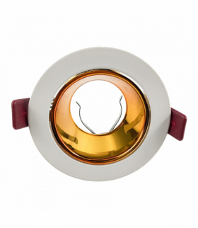 FONDI RC Oprawa, oczko sufitowe, ramka dekoracyjna do źródła światła, MR16/GU10 max. 50W, okrągła, stała, aluminiowa, biało-złota Orno AD-OD-6522/W-C