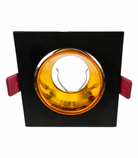 FONDI SC Oprawa, oczko sufitowe, ramka dekoracyjna do źródła światła, MR16/GU10 max. 50W, kwadrat, stała, aluminiowa, czarno-złota Orno AD-OD-6523/B-C