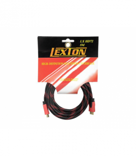 Kabel HDMI - HDMI wersja 1.4V, 5m, czerwony. LEXTON LXHD72
