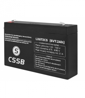 Akumulator bezobsługowy SLA 6V 7.2Ah LX672CS