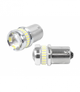 Żarówki LED CANBUS 3014 Amio, 24 x SMD + 3030 6 x SMD 1156 (R5W, R10W) P21 White, 12 V/24 V. LX02448