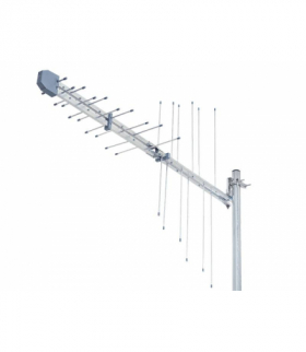 Antena 2LOG ze wzmacniaczem, gniazdem F i filtrem LTE, polaryzacja pozioma/pionowa. LX2W3H