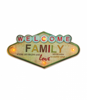 Znak Metalowy RETRO LED Welcome Family Forever Light RTV100463