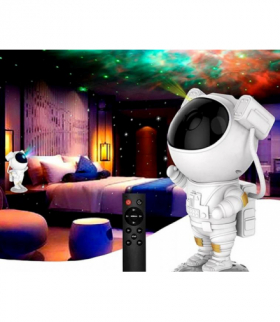 Lampka projektor astronauta, RGB, głośnik bluetooth, iluminacje świetlne, gwiazdki, księżyc, mleczna droga LX40436