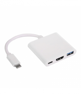 Hub USB AK-AD-57 USB type C (m) / USB 3.0 A (f) / USB type C (f) / HDMI (f) 20cm TFO Akyga AKKSGZASAKY00090
